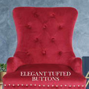 Lisse French Provincial Velvet Dining Chair Set of 4 – Red