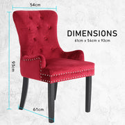 Lisse French Provincial Velvet Dining Chair Set of 4 – Red