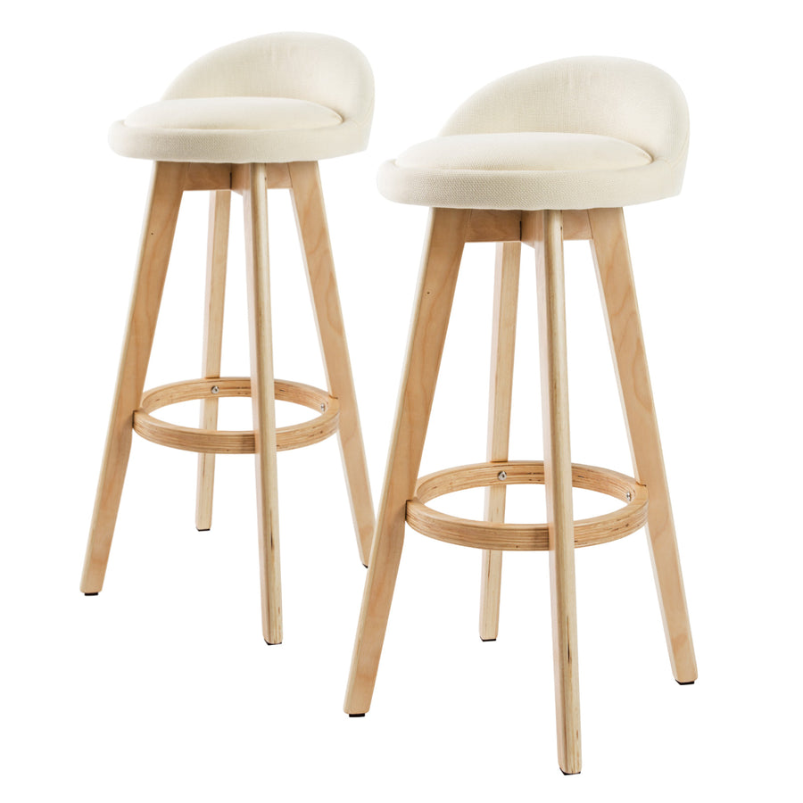 Leila Fabric Swivel Bar Stool Set of 2 – Beige