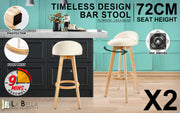 Leila Fabric Swivel Bar Stool Set of 2 – Beige