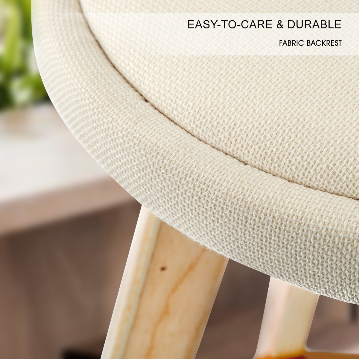Leila Fabric Swivel Bar Stool Set of 2 – Beige