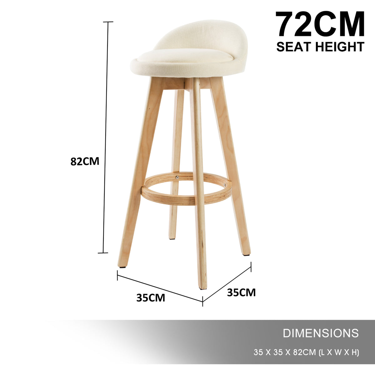 Leila Fabric Swivel Bar Stool Set of 2 – Beige