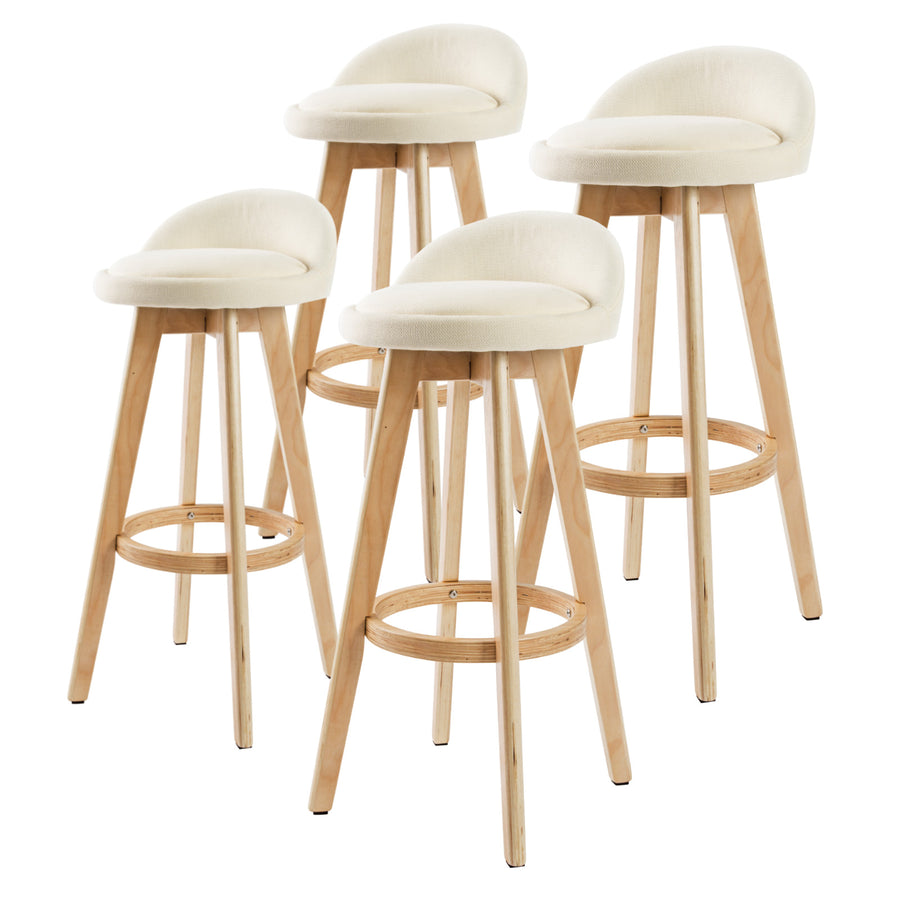 Leila Fabric Swivel Bar Stool Set of 4 – Beige