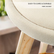 Leila Fabric Swivel Bar Stool Set of 4 – Beige