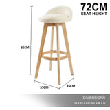 4X Wooden Bar Stool Dining Chair Fabric LEILA 72cm BEIGE