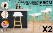 Sophia PU Leather Bar Stool Set of 2 – White, 65 cm Seat