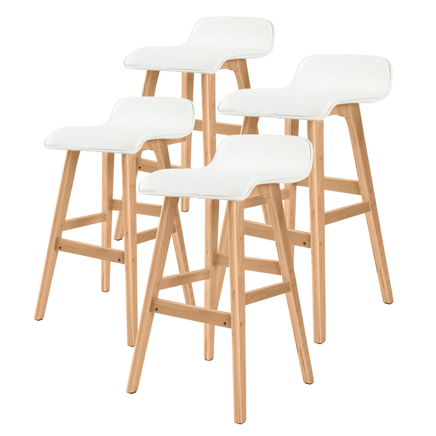 Sophia PU Leather Bar Stool Set of 4 – White