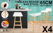 Sophia PU Leather Bar Stool Set of 4 – White, 65 cm Seat