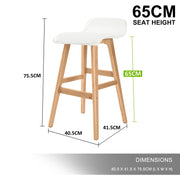 Sophia PU Leather Bar Stool Set of 4 – White, 65 cm Seat