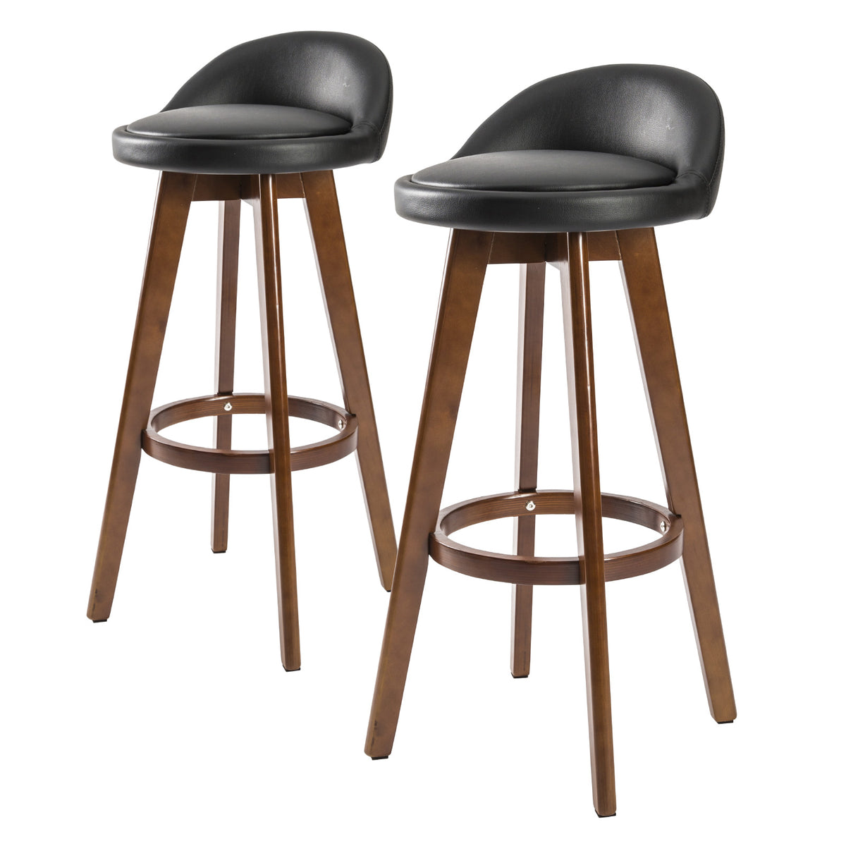 Leila Wooden Swivel Bar Stool Set of 2 – Black