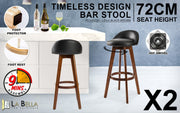 Leila Wooden Swivel Bar Stool Set of 2 – Black
