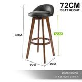 2X Wooden Bar Stool Dining Chair Leather LEILA 72cm BLACK BROWN