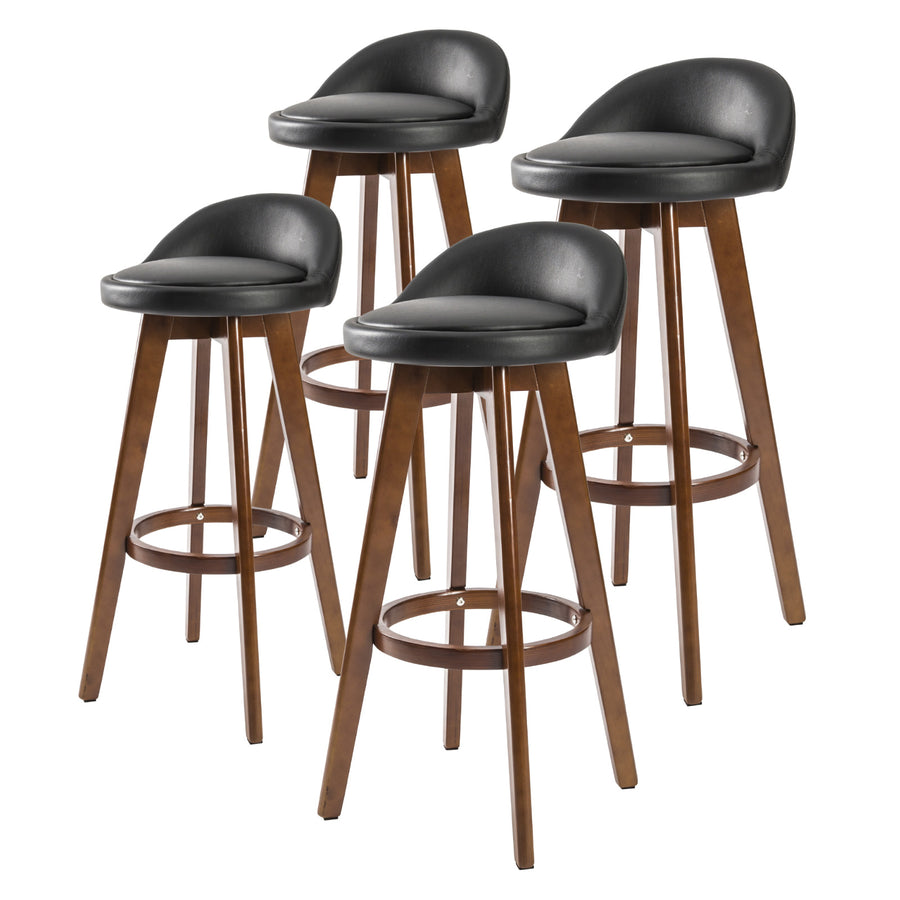 Leila Wooden Swivel Bar Stool Set of 4 – Black
