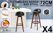 Leila Wooden Swivel Bar Stool Set of 4 – Black & Brown