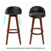 Leila Wooden Swivel Bar Stool Set of 4 – Black & Brown