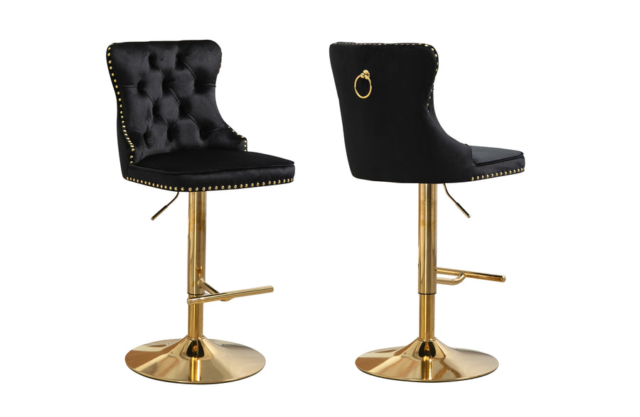 Sahara Swivel Bar Stool Set of 2 – Black, Black Base
