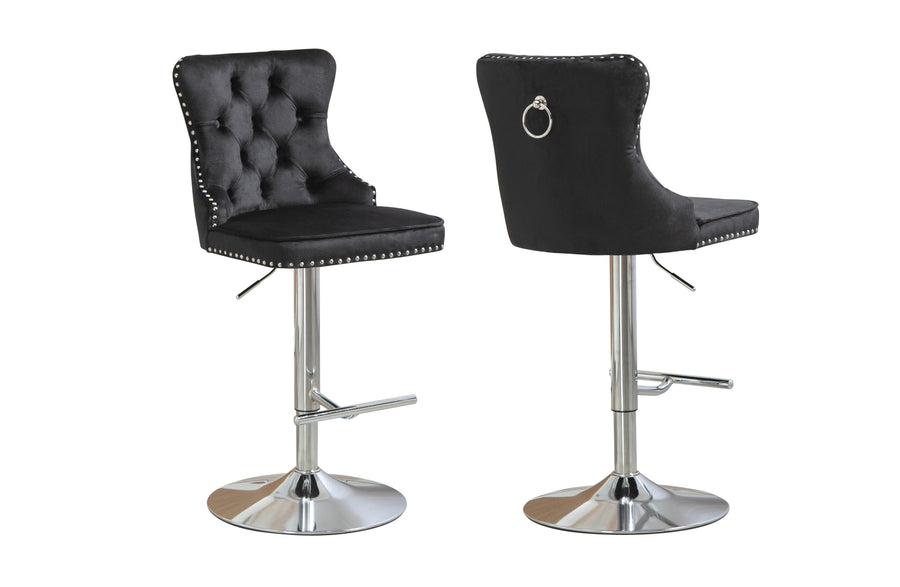 Sahara Swivel Bar Stool Set of 2 – Black, Silver Base