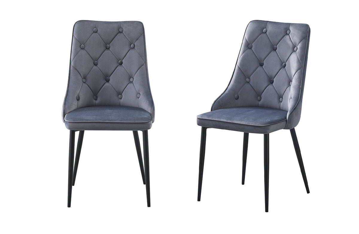 Button Dining Chair Set of 4 – Grey