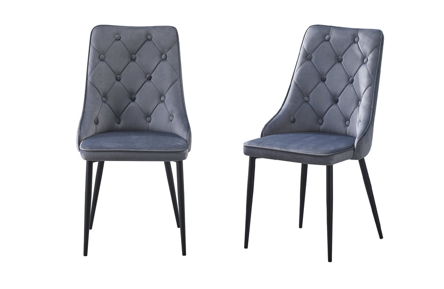 Button Dining Chair Set of 4 – Grey