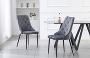 Button Dining Chair Set of 4 – Grey