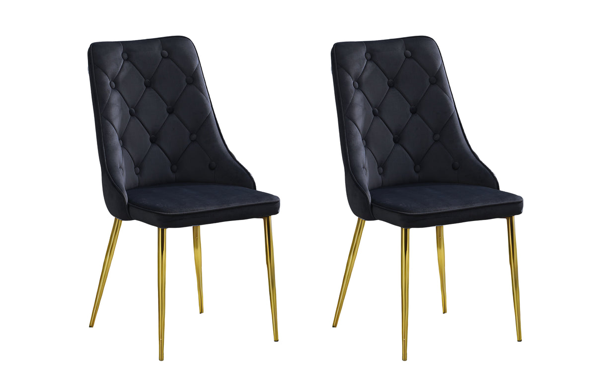 Button Dining Chair Set of 4 – Black