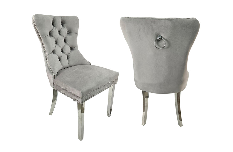 Alsea Velvet Dining Chair Set of 2 – Light Grey