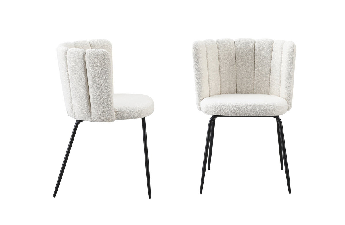 Amelia Bouclé Dining Chair Set of 2 – Beige