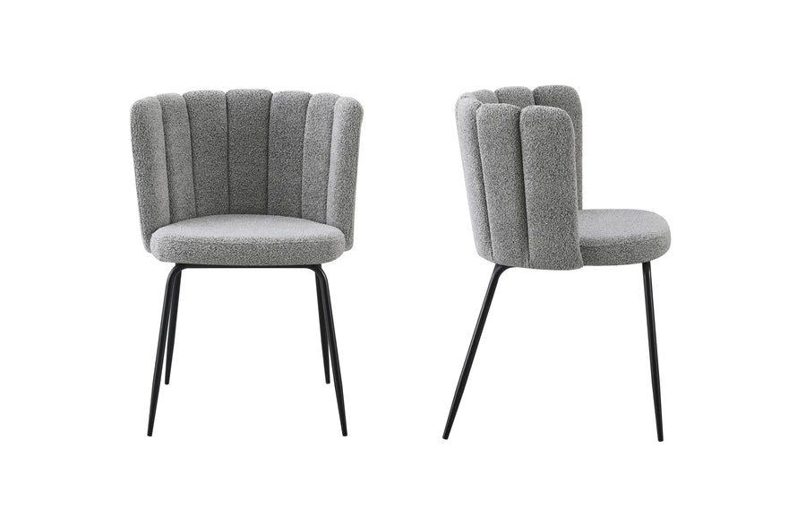 Amelia Bouclé Dining Chair Set of 2 – Grey