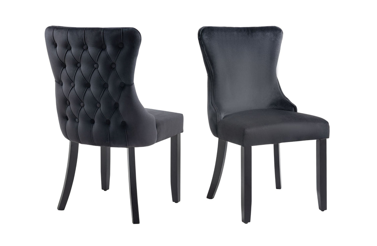 Paris Velvet Dining Chair Set of 2 – Black
