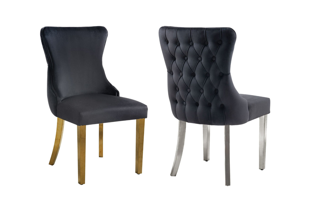 Paris Velvet Dining Chair Set of 2 – Black