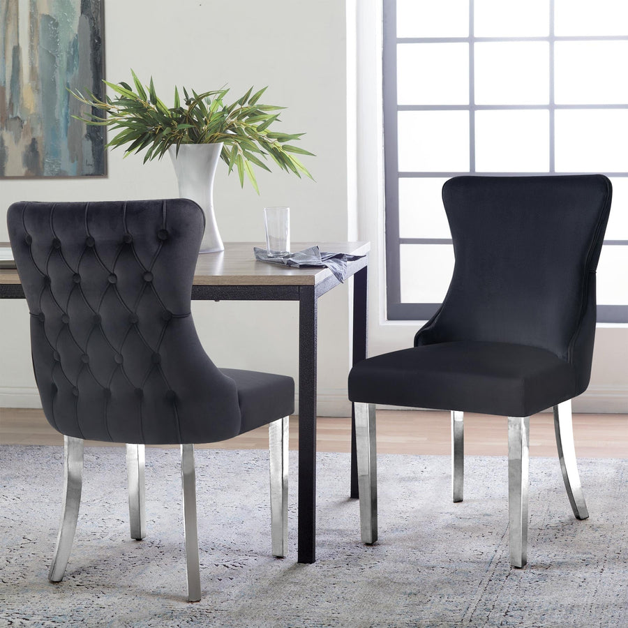 Paris Velvet Dining Chair Set of 2 – Black