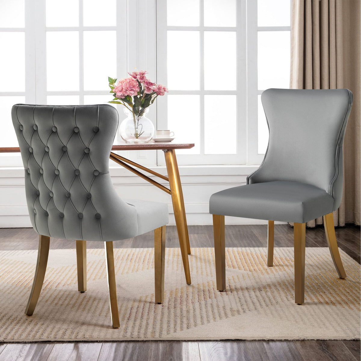 Paris Velvet Dining Chair Set of 2 – Dark Grey