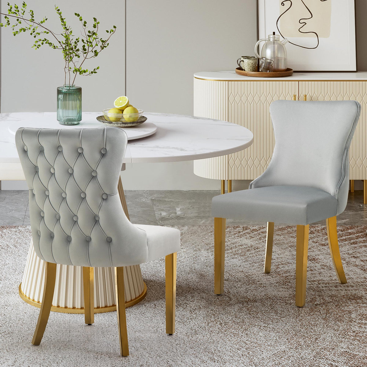 Paris Velvet Dining Chair Set of 2 – Light Grey