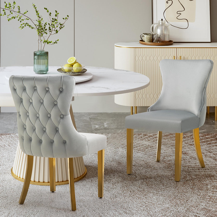 Paris Velvet Dining Chair Set of 2 – Light Grey