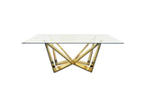 Roula Gold Dining Table - Clear Glass - 240cm x 110cm