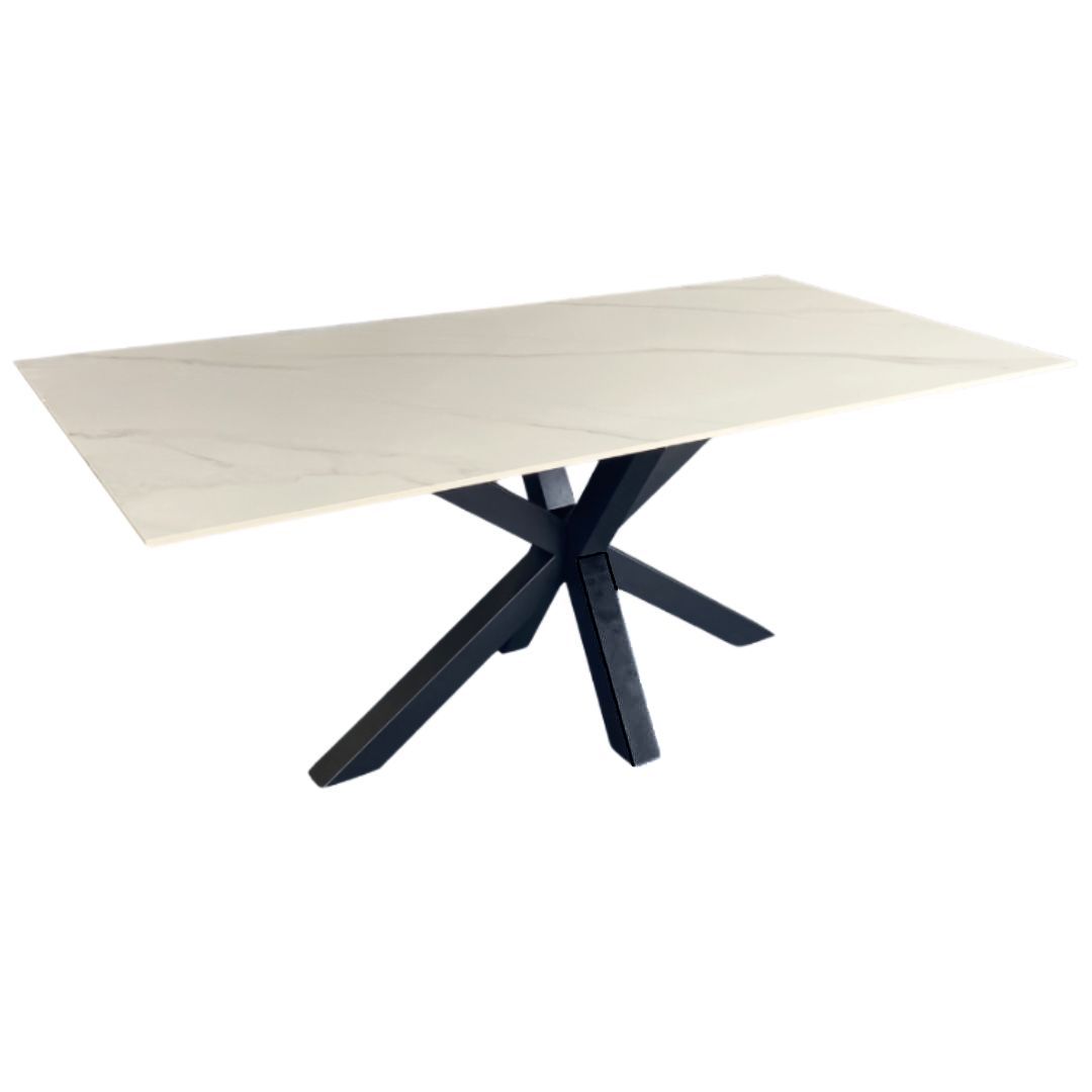 Miles Metal Dining Table – Black & White