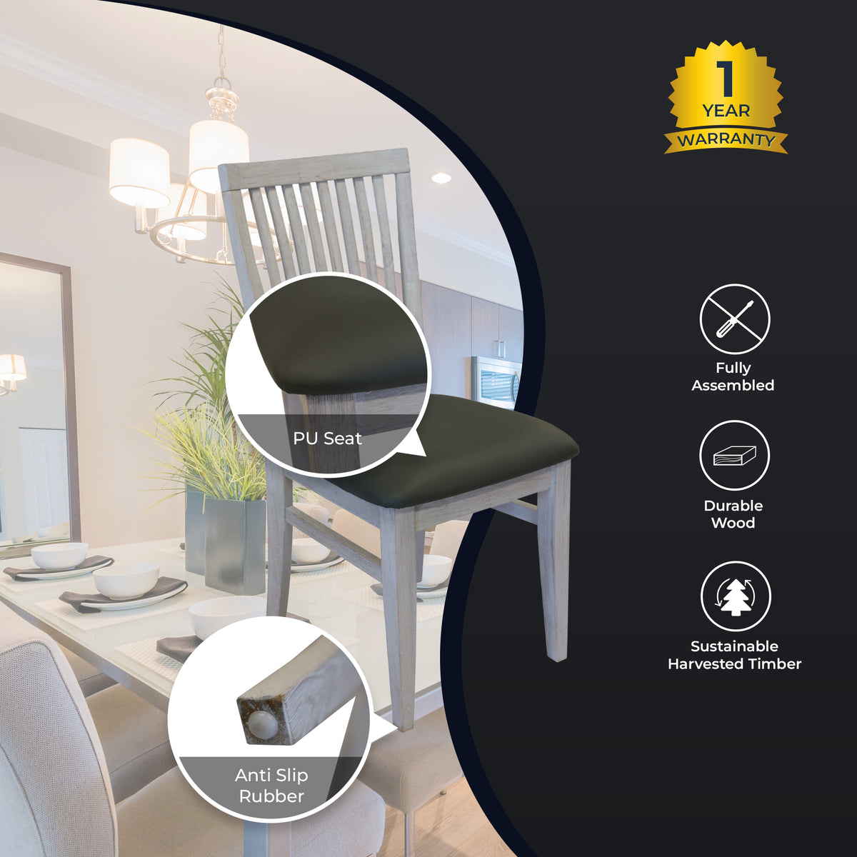 Foxglove Dining Chair Set of 2 – White