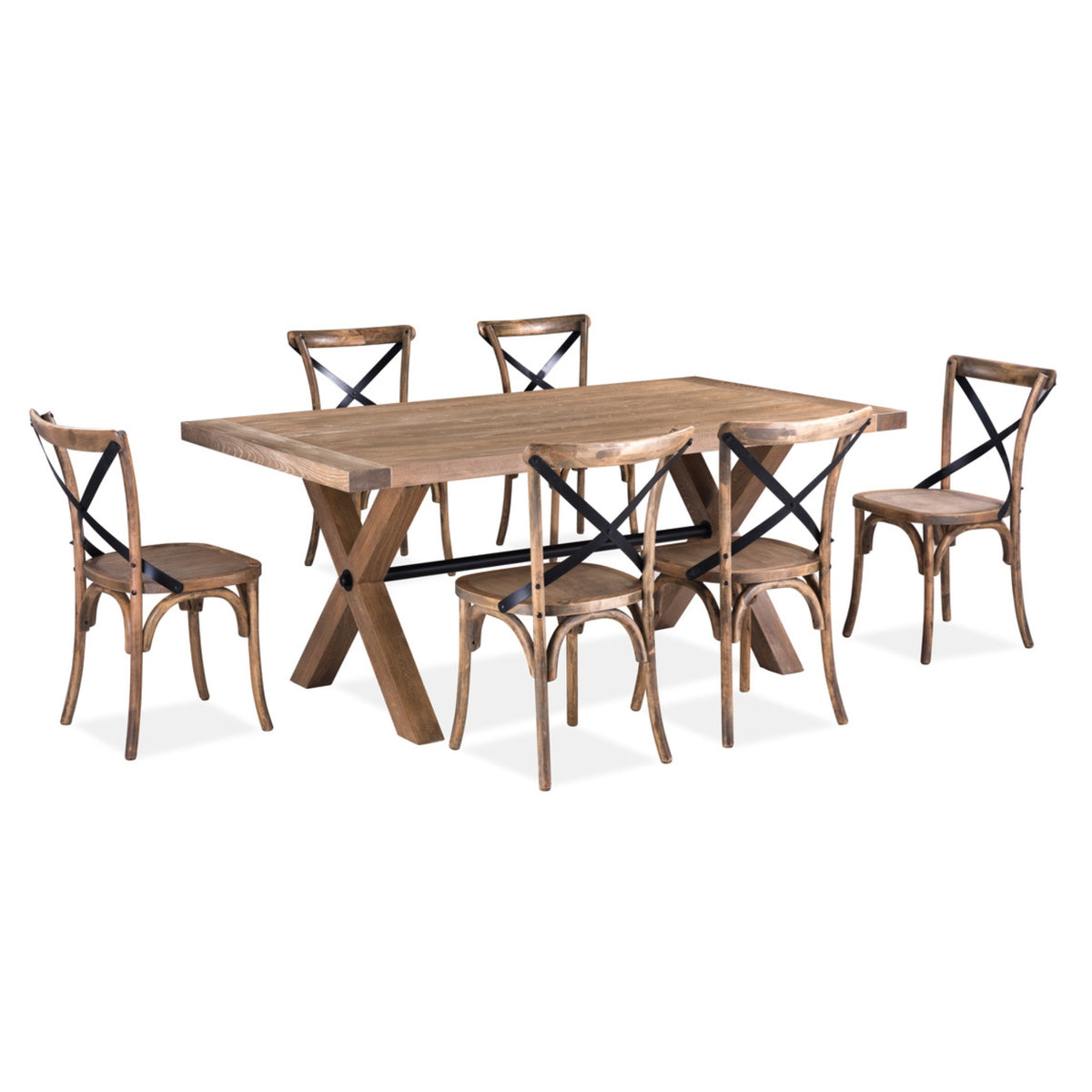 Woodland Metal Dining Set – Natural