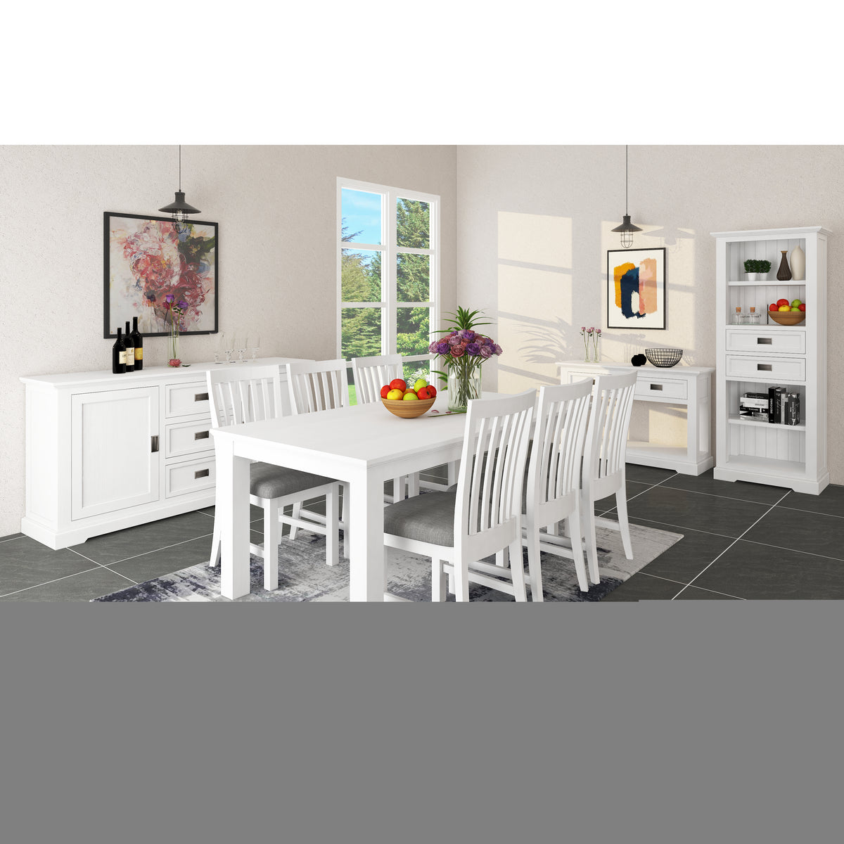 Laelia Fabric Dining Set – White