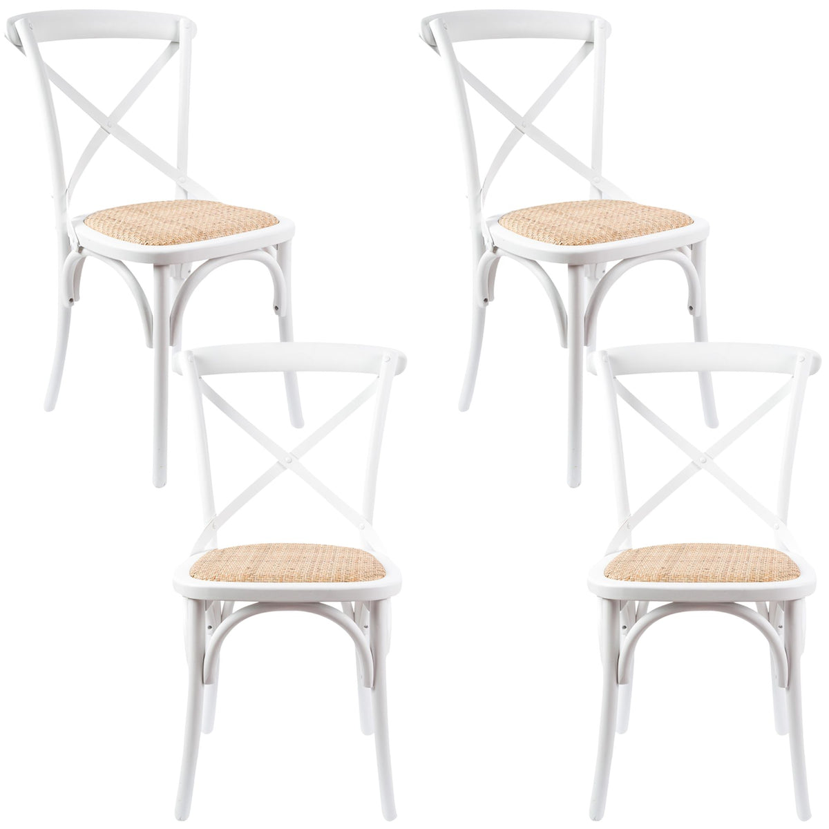 Aster Rattan Dining Chair Set of 4 – White