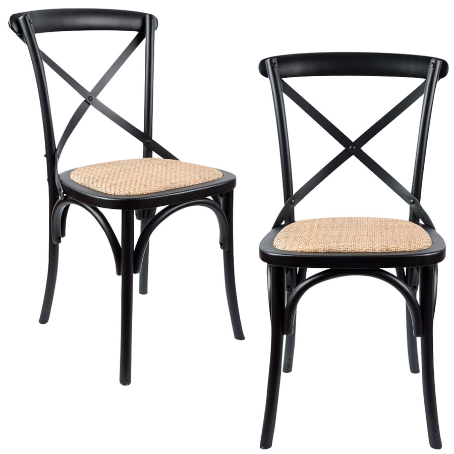 Aster Rattan Dining Chair Set of 2 – Black