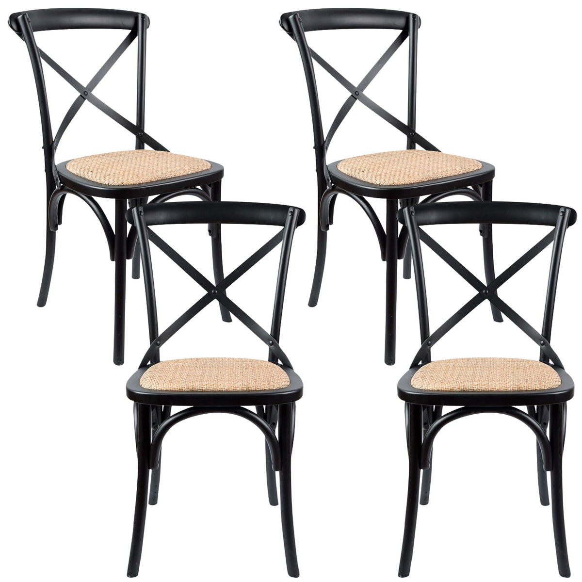 Aster Rattan Dining Chair Set of 4 – Black