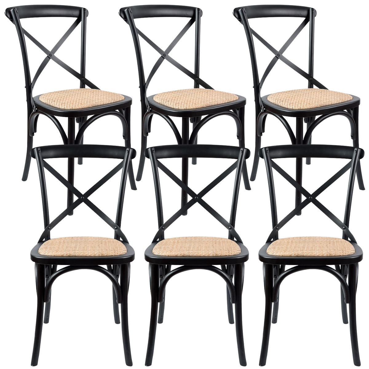 Aster Rattan Dining Chair Set of 6 – Black