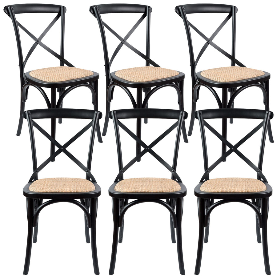 Aster Rattan Dining Chair Set of 6 – Black