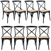 Aster Rattan Dining Chair Set of 8 – Black