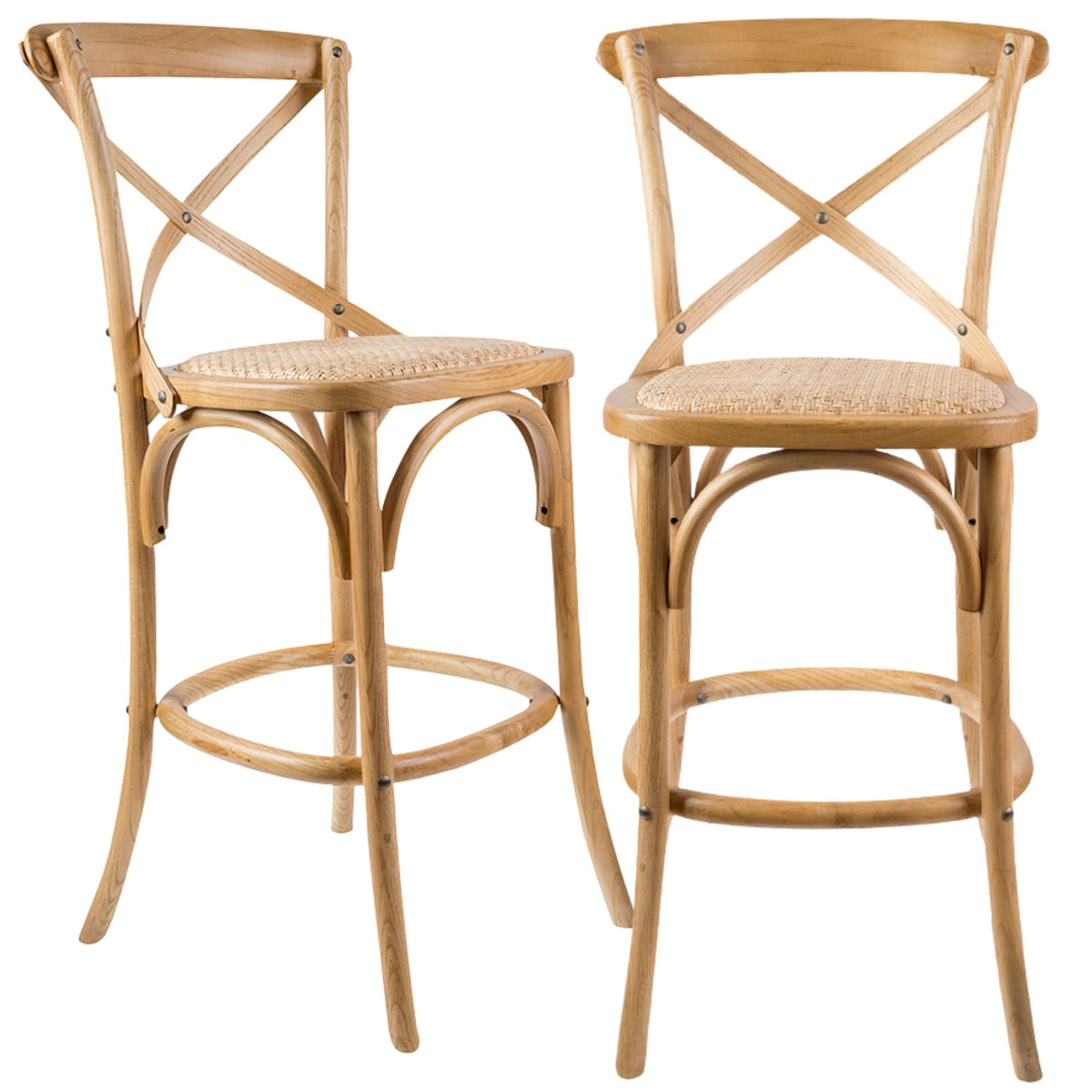 Crossback Rattan Bar Stool