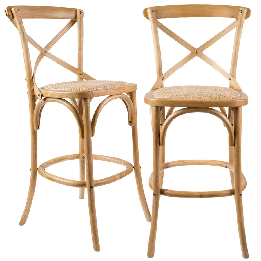 Crossback Rattan Bar Stool