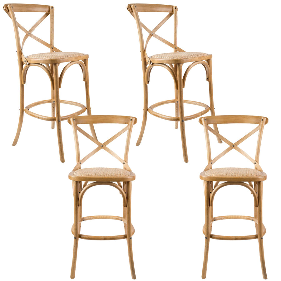 Crossback Rattan Bar Stool