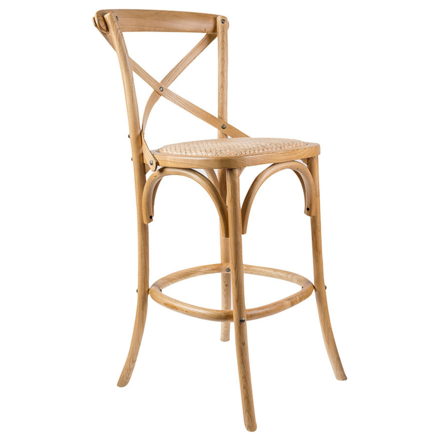 Crossback Rattan Bar Stool