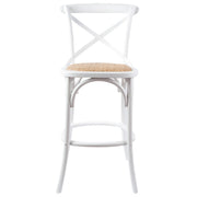 Crossback Rattan Bar Stool – White